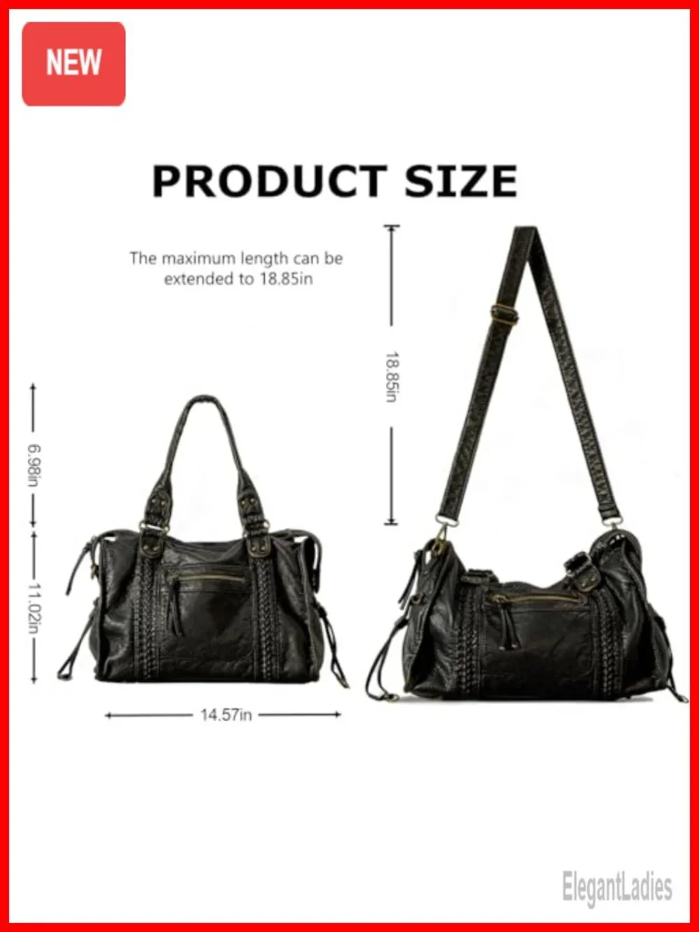 Y2K Grunge Tote Bag Faux Leather Gold Studs Slouchy Shoulder Hobo Handbag
